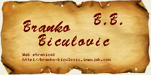 Branko Biculović vizit kartica